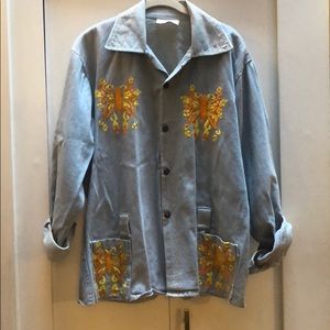 VINTAGE Denim jacket with sunshiney embroidery